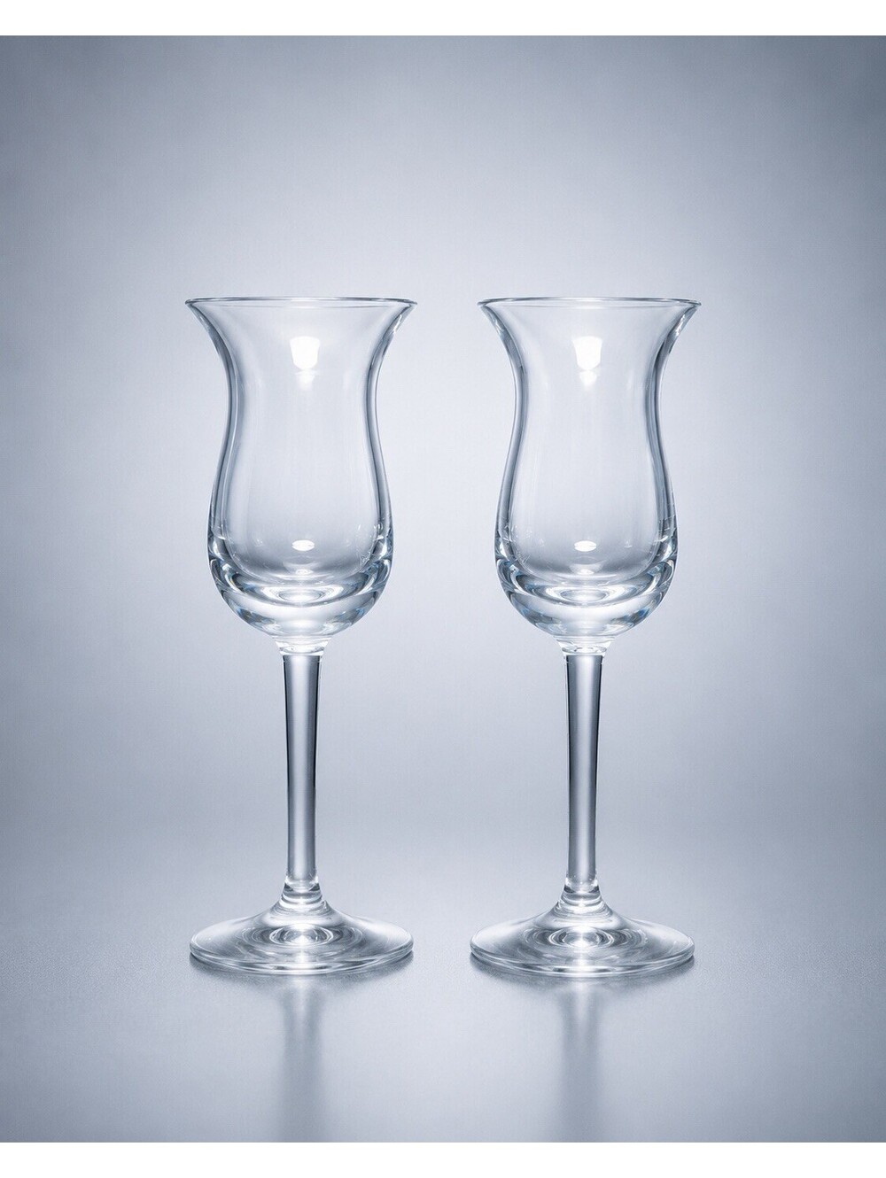 Italian Vintage 1960s Set Of 2 Grappa Liquor Glasses Tulip Clear Crystal 2x5.25"